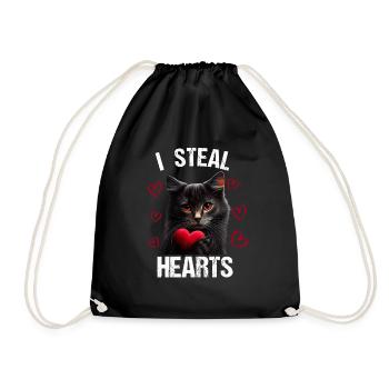 Je vole des cœurs chat - Sac de sport léger - noir - Devant
