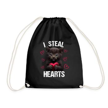 Je vole des cœurs chat - Sac de sport léger - noir - Devant