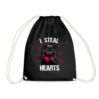 Je vole des cœurs chat - Sac de sport léger - noir - Devant
