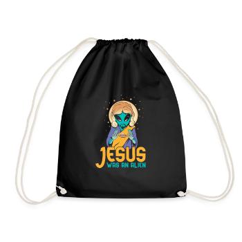 Christian Christianity Funny Alien Jesus - Drawstring Bag - black - Front