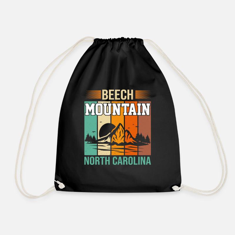 Beach Mountain North Carolina - Drawstring Bag - black