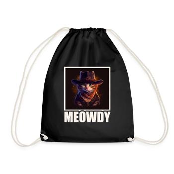Meowdy Funny cat Meme for Cat Lovers - Drawstring Bag - black - Front