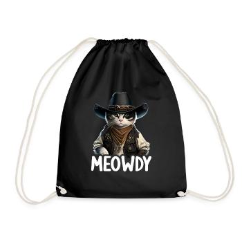 Meowdy Funny cat Meme for Cat Lovers - Drawstring Bag - black - Front