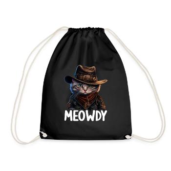 Meowdy Funny cat Meme for Cat Lovers - Drawstring Bag - black - Front