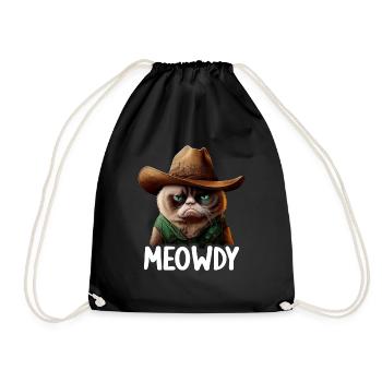 Meowdy Funny cat Meme for Cat Lovers - Drawstring Bag - black - Front