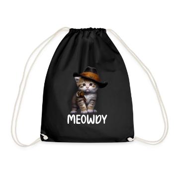 Meowdy Funny cat Meme for Cat Lovers - Drawstring Bag - black - Front