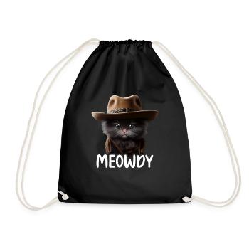 Meowdy Funny cat Meme for Cat Lovers - Drawstring Bag - black - Front