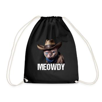 Meowdy Funny cat Meme for Cat Lovers - Drawstring Bag - black - Front