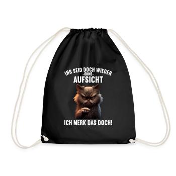Ihr seid doch wieder ohne Aufsicht ich merk das - Turnbeutel - Schwarz - Vorne