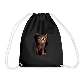 Cat Cute Kitten Cracked Cat Lovers Cats - Drawstring Bag - black - Front