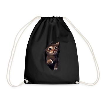 Cat Cute Kitten Cracked Cat Lovers Cats - Drawstring Bag - black - Front