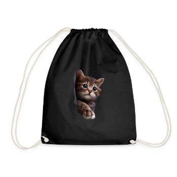 Cat Cute Kitten Cracked Cat Lovers Cats - Drawstring Bag - black - Front