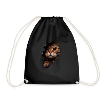 Cat Cute Kitten Cracked Cat Lovers Cats - Drawstring Bag - black - Front