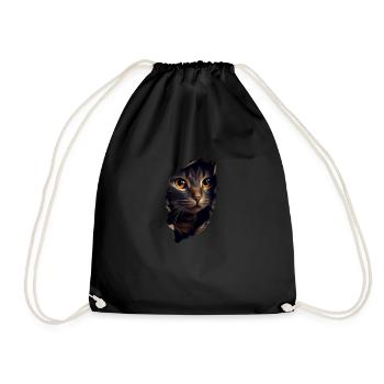 Cat Cute Kitten Cracked Cat Lovers Cats - Drawstring Bag - black - Front