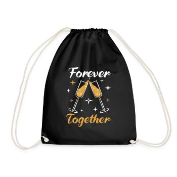Twin siblings party with glass - Drawstring Bag - black - Front