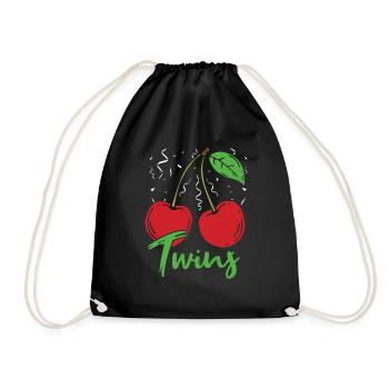 Sour cherries twin siblings design - Sac de sport léger - noir - Devant