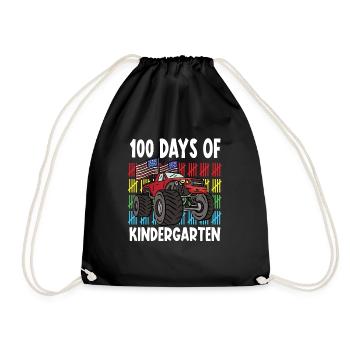 100 Days Of Kindergarten Mosnter Trucks - Drawstring Bag - black - Front