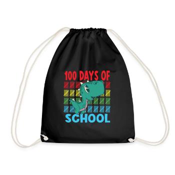 100 Days Of School Dinosaur Guitar Star - Drawstring Bag - black - Front