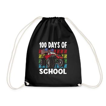 100 Days Of Kindergarten Mosnter Trucks - Drawstring Bag - black - Front