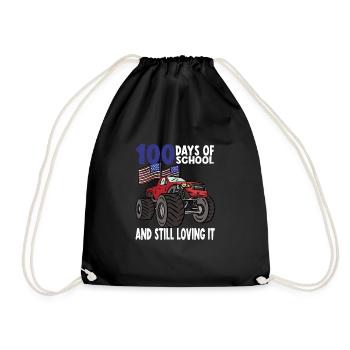 100 Days Of Kindergarten Mosnter Trucks - Drawstring Bag - black - Front