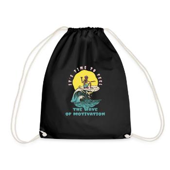 It's Time To Feel The Wave Of Motivation Surfer - Drawstring Bag - black - Front