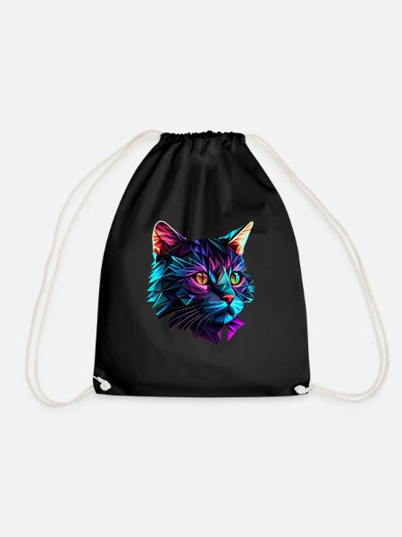 Katze Katzen Kätzchen Polygon Katze - Turnbeutel - Schwarz