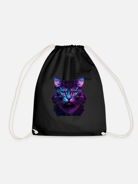 Katze Katzen Kätzchen Polygon Katze - Turnbeutel - Schwarz