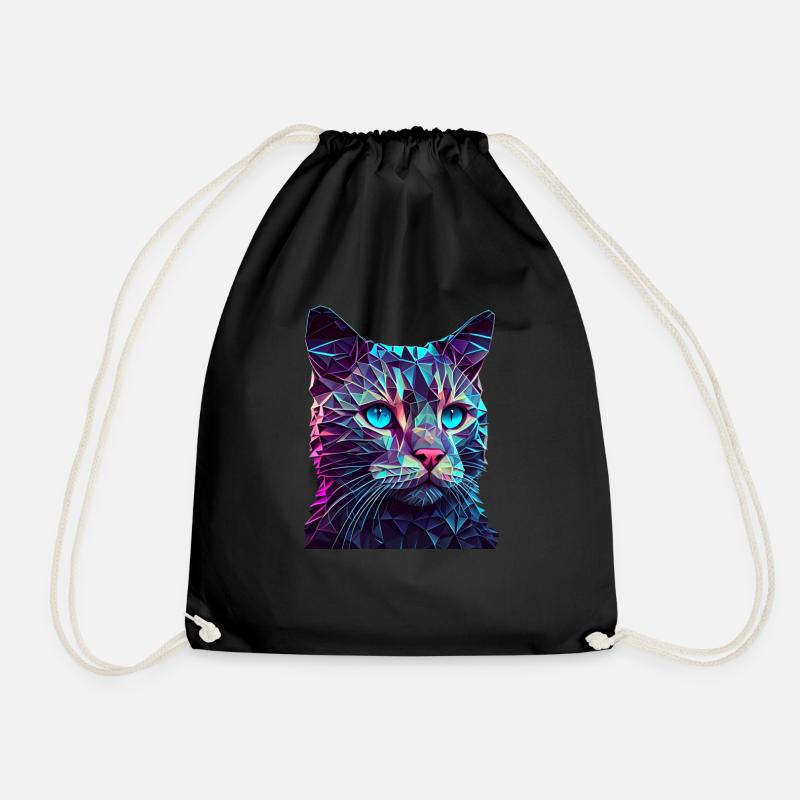 Katze Katzen Kätzchen Polygon Katze - Turnbeutel - Schwarz