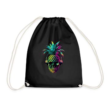 EDM Music Rave Festival Pineapple Techno - Drawstring Bag - black - Front