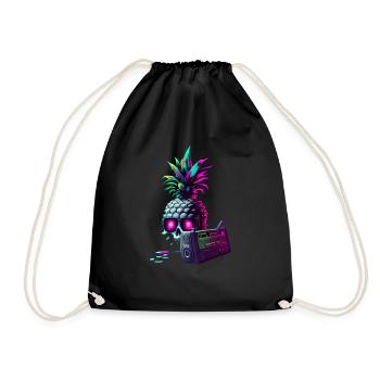 EDM Music Rave Festival Pineapple Techno - Drawstring Bag - black - Front