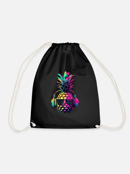EDM Musik Rave Festival Ananas Techno - Turnbeutel - Schwarz