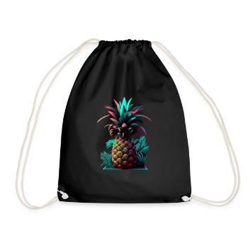 EDM Music Rave Festival Pineapple Techno - Drawstring Bag - black - Front