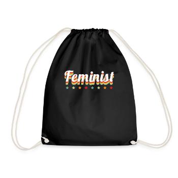 International Womens Day Girl Feminist Vintage - Drawstring Bag - black - Front