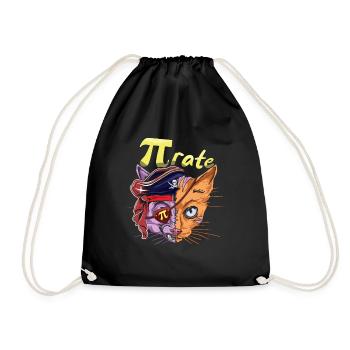 Pi Piraten Katze Mathe Urlaub Mathematik Pi Tag - Turnbeutel - Schwarz - Vorne