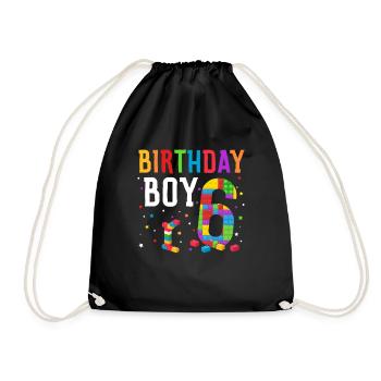 Blocs de construction enfant anniversaire 6 ans - Sac de sport léger - noir - Devant