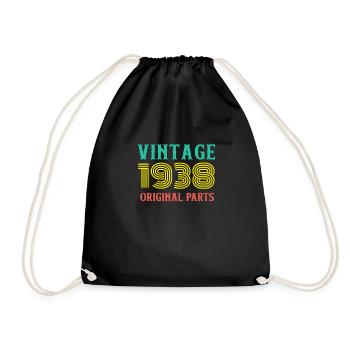 Year of Birth Vintage 1938 Original Parts Birthday - Drawstring Bag - black - Front