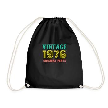 Year of Birth Vintage 1976 Original Parts Birthday - Drawstring Bag - black - Front