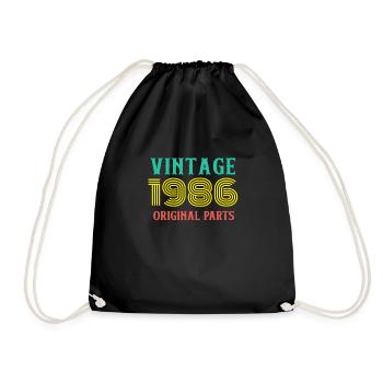 Year of Birth Vintage 1986 Original Parts Birthday - Drawstring Bag - black - Front