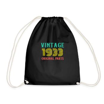 Year of Birth Vintage 1933 Original Parts Birthday - Drawstring Bag - black - Front