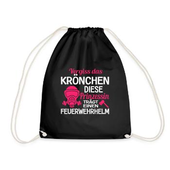 Vergiss Das Krönchen Feuerwehrfrau Feuerwehr - Turnbeutel - Schwarz - Vorne