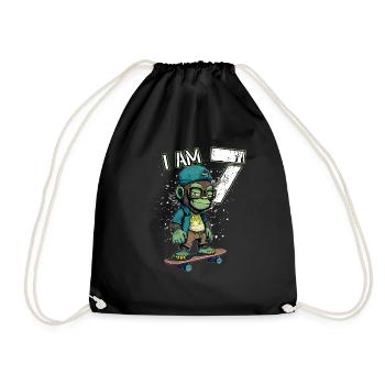Anniversaire des enfants 7 ans - singe patineur - Sac de sport léger - noir - Devant