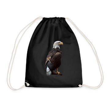 Cool polygon design with a bald eagle - Drawstring Bag - black - Front