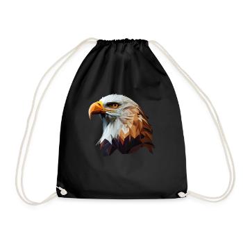 Cooles Polygon Design Mit Einem Weißkopfseeadler - Turnbeutel - Schwarz - Vorne