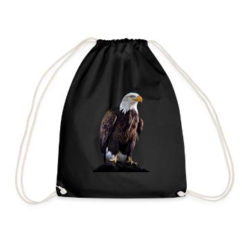 Cooles Polygon Design Mit Einem Weißkopfseeadler - Turnbeutel - Schwarz - Vorne