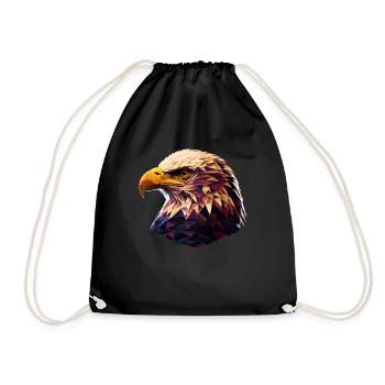 Cool polygon design with a bald eagle - Drawstring Bag - black - Front