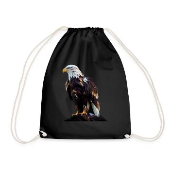 Cooles Polygon Design Mit Einem Weißkopfseeadler - Turnbeutel - Schwarz - Vorne