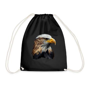 Cooles Polygon Design Mit Einem Weißkopfseeadler - Turnbeutel - Schwarz - Vorne