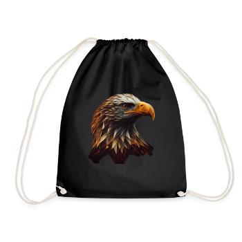 Cool polygon design with a bald eagle - Drawstring Bag - black - Front
