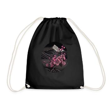 Temple japonais vintage des fleurs de cerisier Sakura - Sac de sport léger - noir - Devant