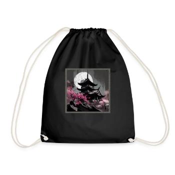 Temple japonais vintage des fleurs de cerisier Sakura - Sac de sport léger - noir - Devant